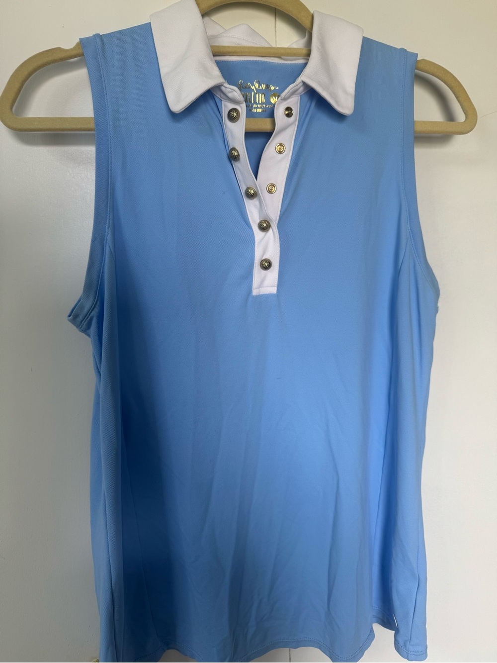 Lilly Pulitzer Sleeveless Light Blue Polo Tank with White Collar